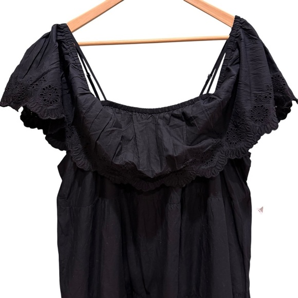 Old Navy New Black Eyelet Maxi Swing Dress XXL Festival Hippie Boho Peasant - Picture 7 of 10